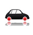 black car with red wheels icon