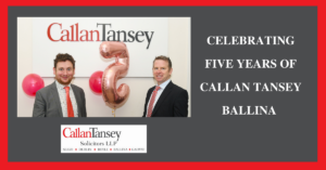 Callan Tansey Ballina 5 year anniversary